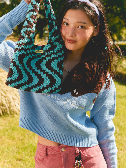 T.S.W Wavy Crochet Bag Sky Blue