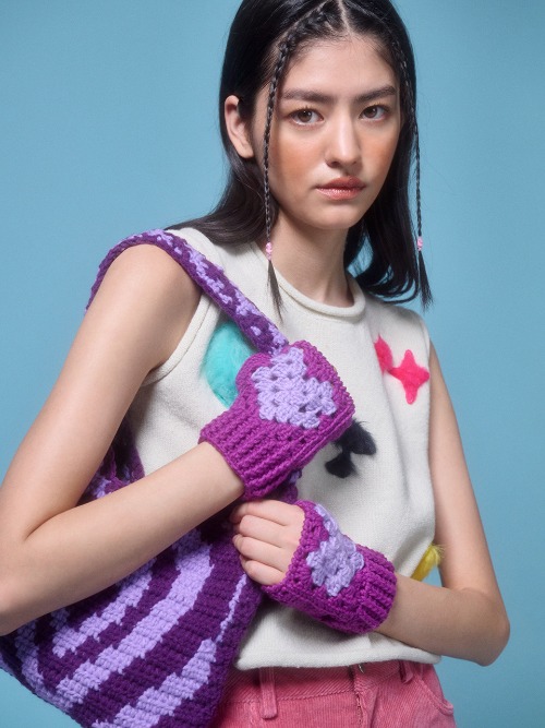 TSW X NF Crochet Hand Warmer Purple